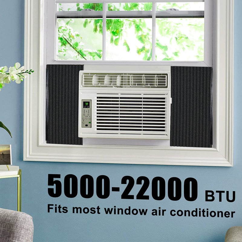 Forestchill Window Air Conditioner Insulation Foam Panels, 2 Pcs Indoor Window AC Side Foam Cover for Winter and Summer, 17 x 9 x 7/8 inch, Black - Image 3